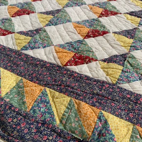 Handmade Vintage Cotton Quilt Broken Dishes Pattern Full/Queen 80X84 - Picture 5 of 14